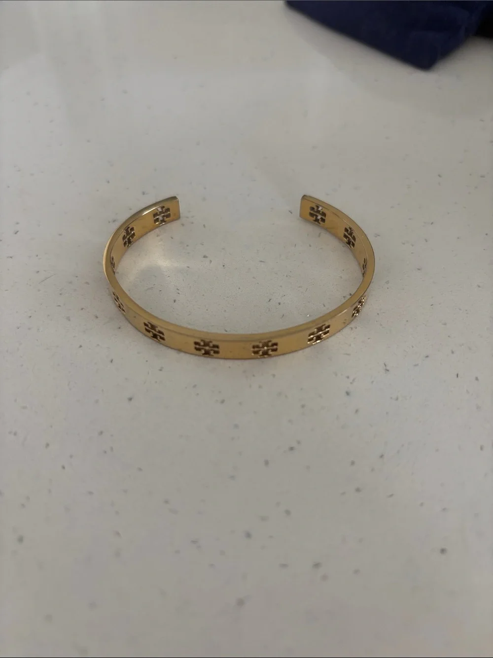 Tory Burch Gold-Tone Logo Cutout Cuff Bracelet
